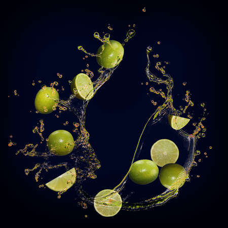 Juicy tasty lime with splashes of juice great dessertの写真素材