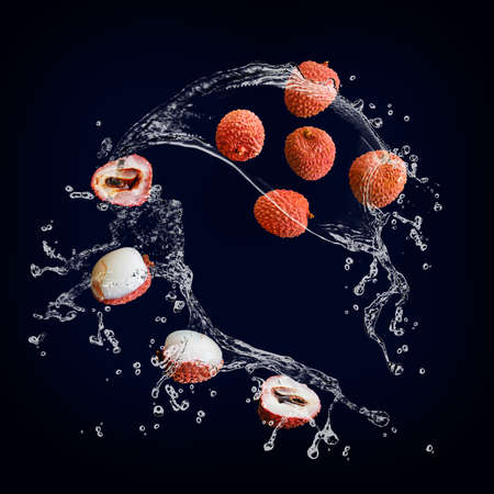 Juicy delicious lychee with juice bursts is very healthyの写真素材