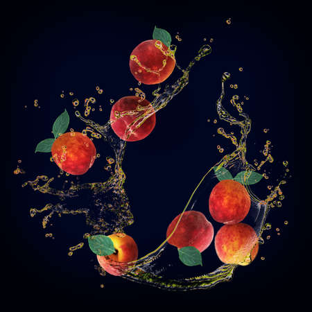 Juicy tasty peach with bursts of juice is very healthyの写真素材