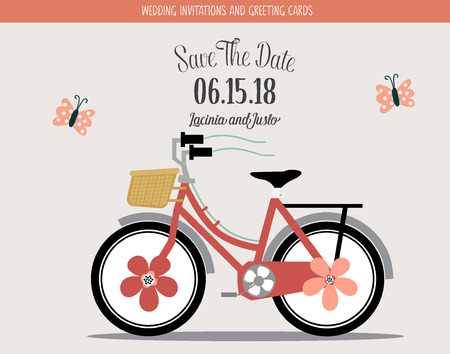 Wedding invitation card with romantic flower templatesのイラスト素材