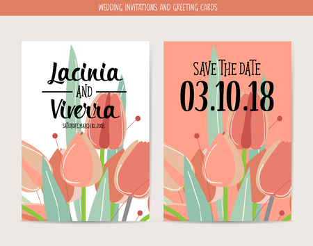 Wedding invitation card with romantic flower templatesのイラスト素材