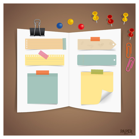 Collection of various vintage papers (paper sheets, note paper), ready for your message. Vector illustration.のイラスト素材