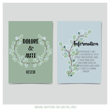 Wedding invitation card with romantic flower templatesのイラスト素材