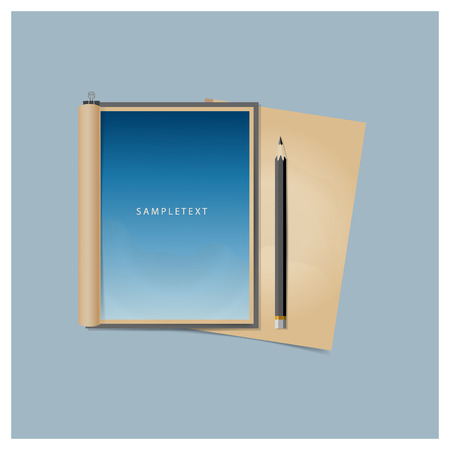 Vintage papers with blue background, ready for your message. Vector illustration.のイラスト素材