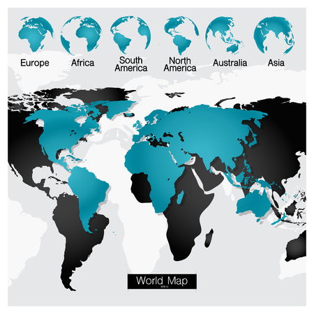 World Map and Globe, vector illustration.のイラスト素材