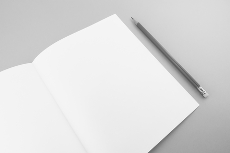 Blank catalog, magazine, book template with soft shadows. Ready for your designの写真素材