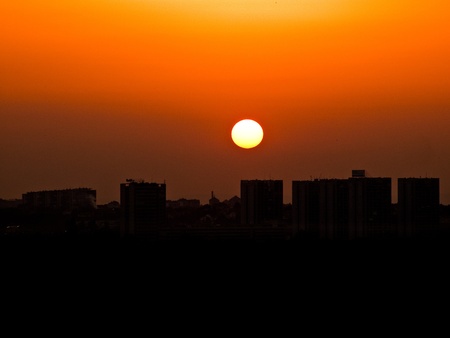Sunset over New Belgradeの写真素材