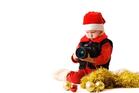 child with cameraの写真素材