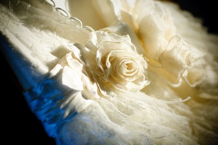 artificial flowers og the weddding dressの写真素材