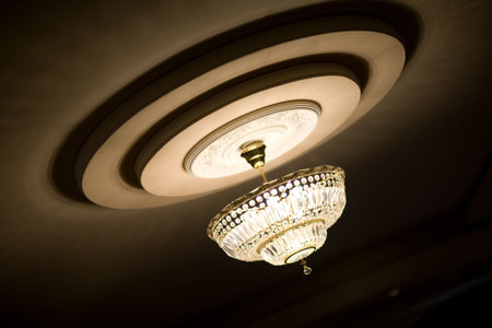 big chandelier on the ceiling