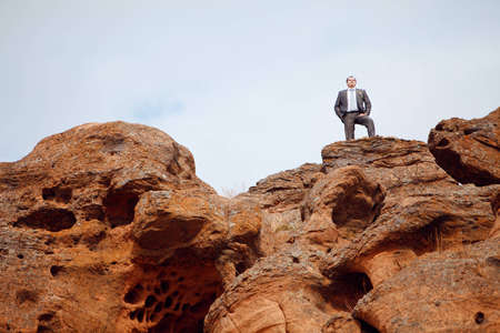 bride and groom on the mountainの写真素材