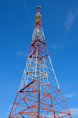 Television tower against backgrownd the blue sky.の写真素材