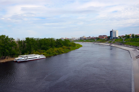 View of the River Tour from the bridge. Western Siberia, the Tyumen Region.の写真素材