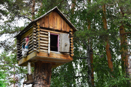 A fairy-tale forest house of the woman Yaga (a character of folk tales).の写真素材
