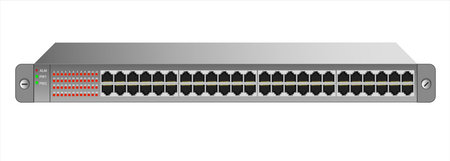 19-inch rack switch with 48 ports. Vector illustration.