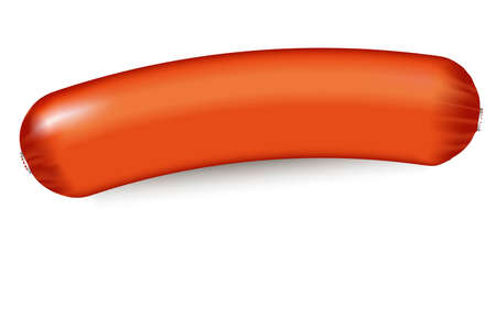 Realistic meat sausage for grilling, isolated on white background. Element for your design. Vector illustration.のイラスト素材