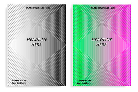 A set of two books with an abstract design of covers and realistic shadows. Templates of books and design of covers are in different layers. Background color is easy to change. Vector illustration.のイラスト素材