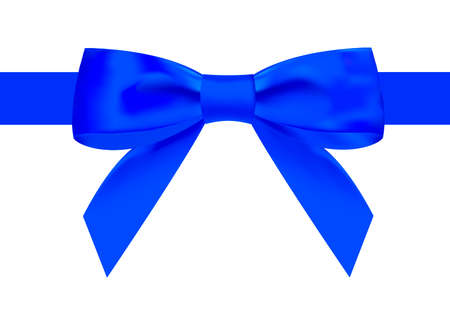 Silk blue ribbon with a beautiful knot on a white background. Can be used for the design of gifts, postcards, congratulations. Vector illustration.のイラスト素材