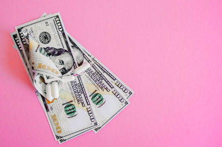 dollars pills medicine. Prescription medicine on dollars for pharmaceutical industry concept of high...