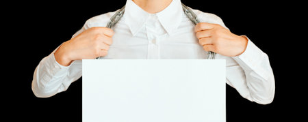DEBT chain hanging on a manâ€™s neck. debts, loans, hanging heavy loads.