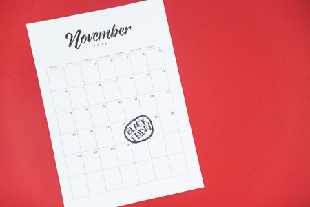 black Friday 2017 on a calendar or in a glider for a monthの写真素材