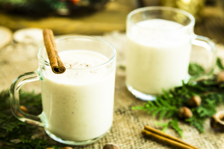 eggnog - hot winter alcoholic drink with milkの写真素材