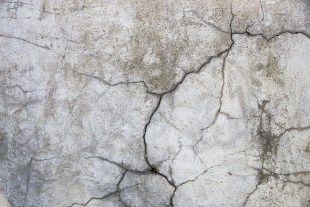 Concrete wall with cracks. Gray urban background. Space for textの写真素材
