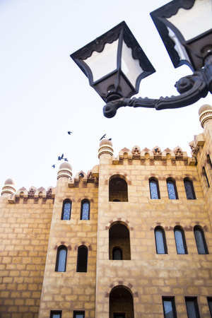 A new Muslim mosque in the old market next to Black street lampの写真素材