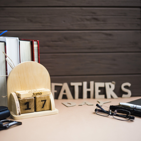 Father's Day. Men's accessories on a beige background. International holiday on June 17, 2018の写真素材