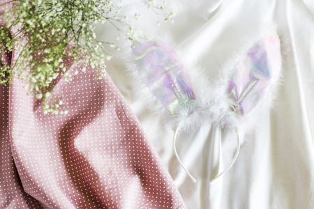 Fluffy ears of a rabbit. Hoop for the head. Easter conceptの写真素材