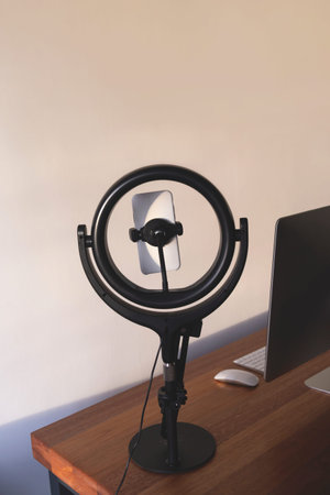 Ring light blogging equipment - home studio concept