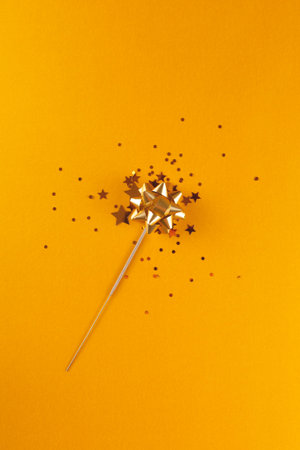 Bengal fire - layout on gold background with bow and stars