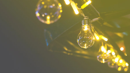 Retro lamp lights in yellow and gray toning