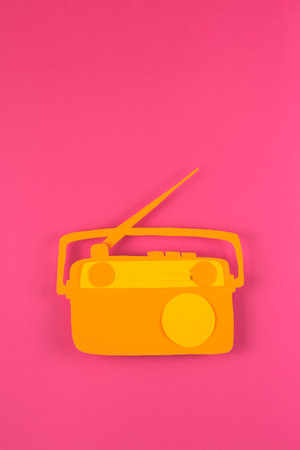 International radio day concept. Radio receiver on bright backgroundの写真素材