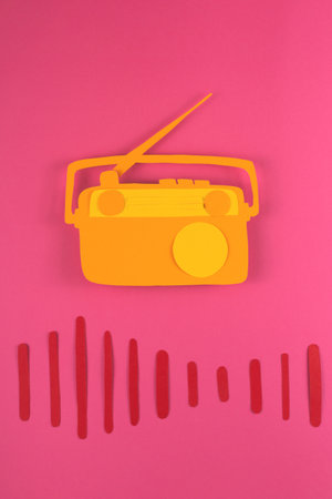 International radio day concept. Radio receiver on bright backgroundの写真素材