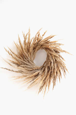 Pampas grass wreath fall interior decotarion in cottagecore style.の写真素材