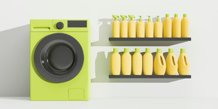 Ecologically safe sustainable cleaning concept detergent spray. 3d renderingの写真素材