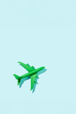 Sustainable aviation concept - green plane.の写真素材