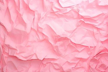 Crumpled pink paper texture close up texture background. AI generatedの素材