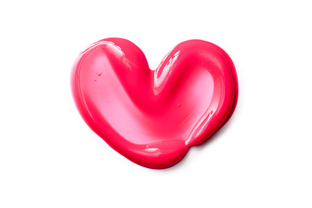 Lip gloss pink smear in shape of heart. Isolated on white background. AI generatedの素材