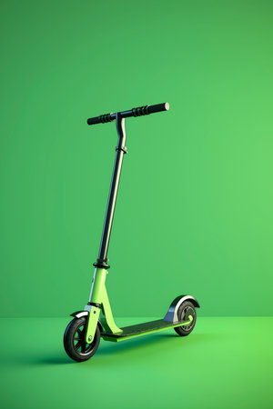 Green electric scooter concept of sustainable transport. AI generatedの素材