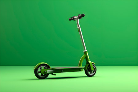 Green electric scooter concept of sustainable transport. AI generatedの素材