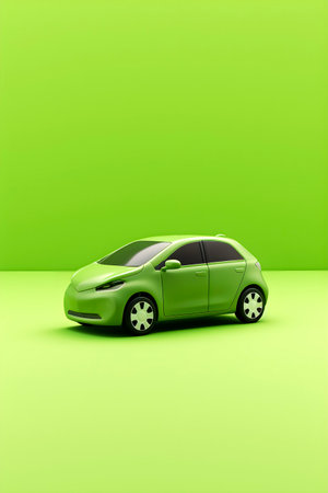Green car concept of sustainable transport. AI generatedの素材