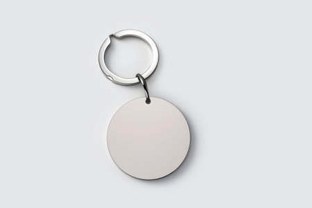 Mockup of a round keychain on a white background. AI generatedの素材