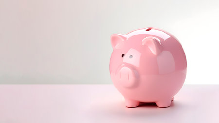Pink glossy piggy bank. Concept of savings. AI generatedの素材
