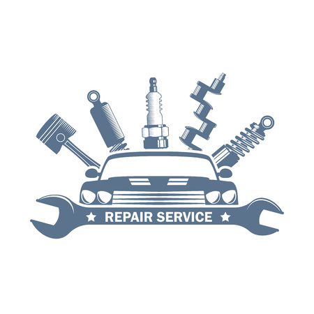 monochrome vector garage service logoのイラスト素材