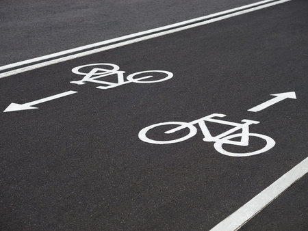 Bicycle lane sign on the road
