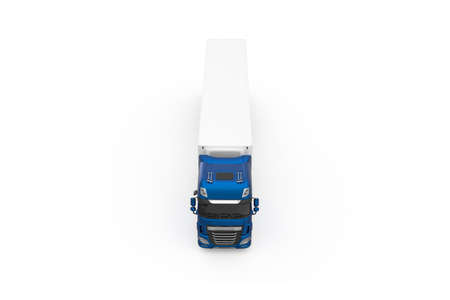 Generic truck with semi trailer photo realistic isolated 3D Illustration - front high angle aerial view.の写真素材