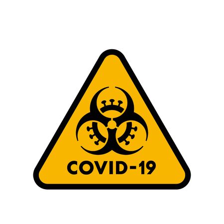 Coronavirus Biohazard combined triangle warning sign. Covid-19 and biohazard caution sign.のイラスト素材