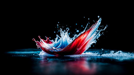 Close-up of a multicolored frozen drop on a black background. Abstract art. Design element, poster, wallpaper. Generative AI.の素材